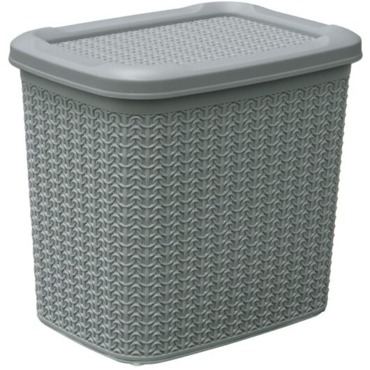 JVL - Knit Design Loop Plastic Lidded Storage Box, Grey