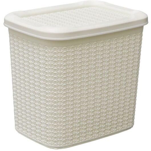 JVL - Knit Design Loop Plastic Lidded Storage Box, Ivory