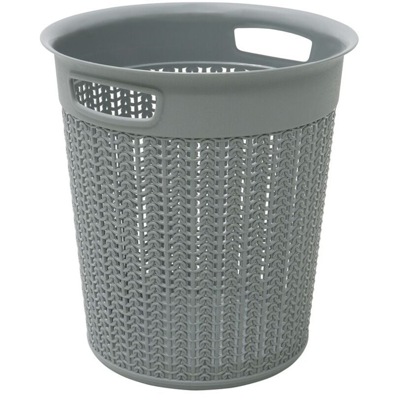 JVL - Knit Design Loop Plastic Round Bin, Grey
