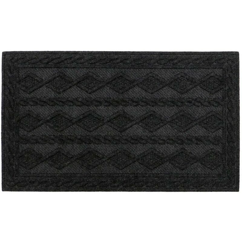 JVL - Knit Rubber Backed Indoor Doormat, 45x75cm, Charcoal