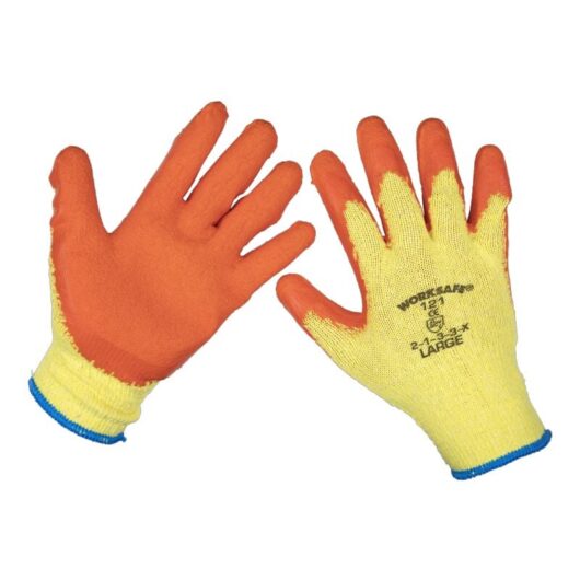 Sealey - Super Grip Knitted Gloves Latex Palm (Large), Pack of 12 Pairs