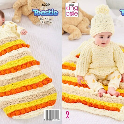 Sweater, Hat, Sleeping Bag and Blanket knitted in King Cole Toastie (6229)