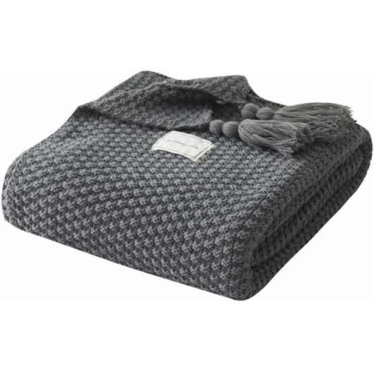 Knit Blanket, Nordic Handmade Knit Fashion Blanket for Soft Blanket Throws for Sofa Bedsure Blanket Bedspread, Gray-110x150CM