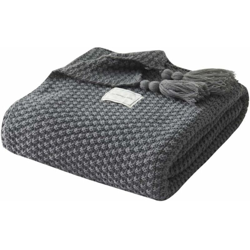 Knit Blanket, Nordic Handmade Knit Fashion Blanket for Soft Blanket Throws for Sofa Bedsure Blanket Bedspread, Gray-110x150CM