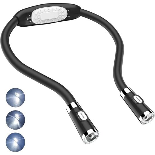 Led Reading Light, Neck Lamp Hands-Free Flexible led Night Light Around Neck Battery Operated for diy, Knitting, Repairing, Camping, Travel, bbq,