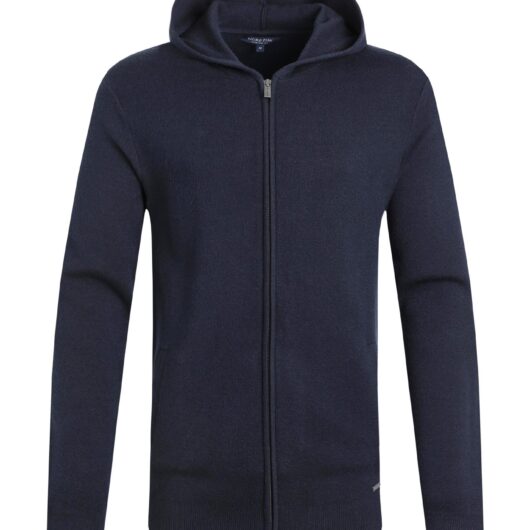 Weird Fish Samuel Knitted Full Zip Hooded Jumper Navy Size 2XL