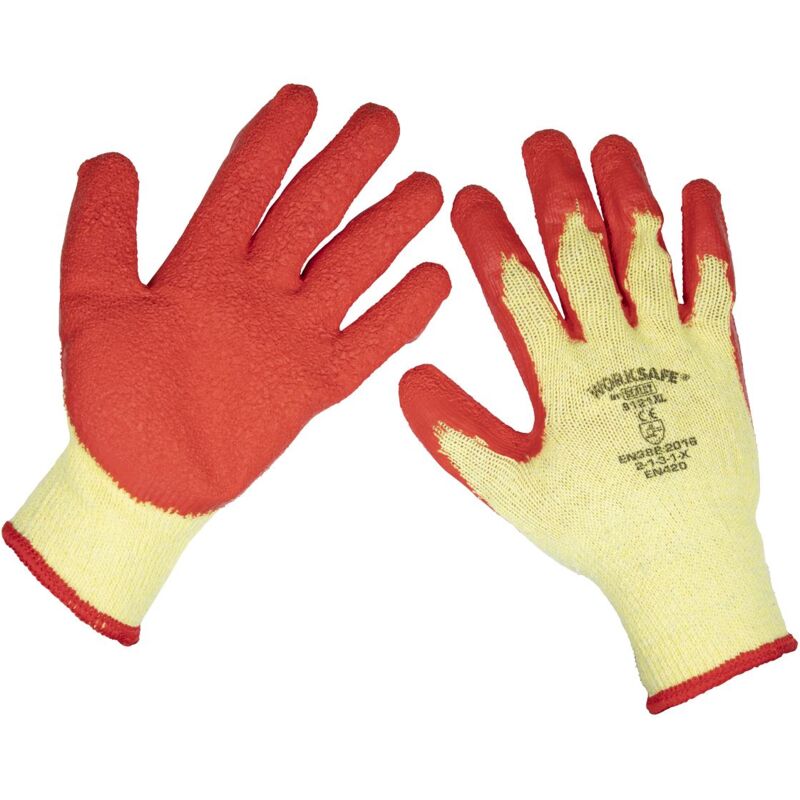 Sealey - Super Grip Knitted Gloves Latex Palm (X-Large) - Pair 9121XL