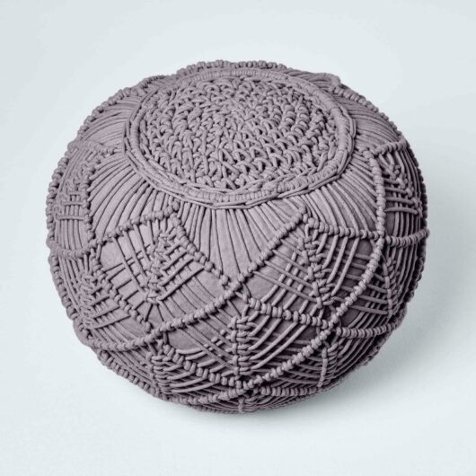 Grey Crochet Knitted Pouffe 40 x 50 cm - Homescapes
