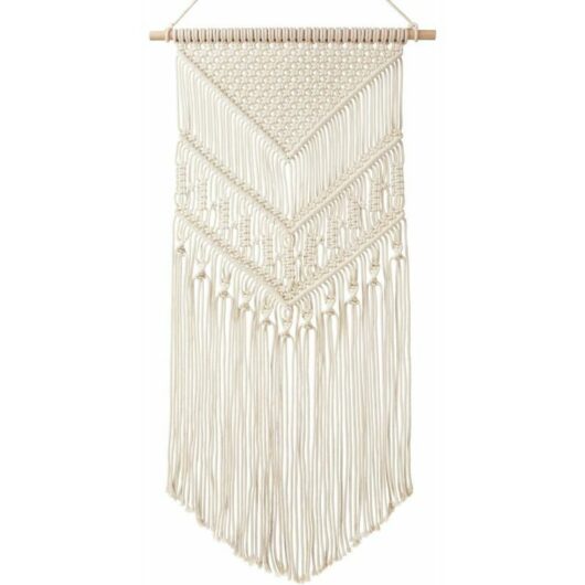 Macrame Wall Hanging Plant Hanging Rope Bohemian Knitted Cotton Decor Tapestry, 76 x 35.6 cm