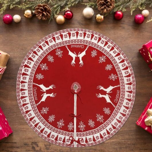 48' Round Christmas Tree Cover - Large Christmas Tree Skirt for Christmas Tree Decoration - Chunky Double Sided Knitted Blanket