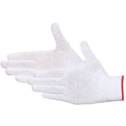 Pack of 12 pairs of thin cotton knit gloves White Size 8