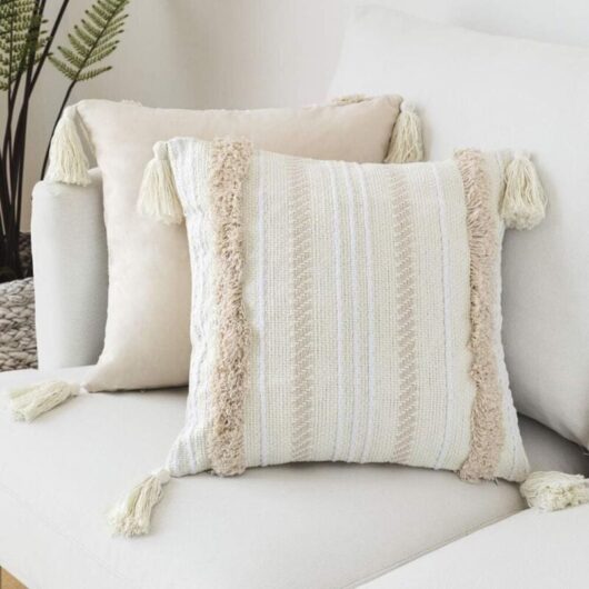 Modern Throw Pillow Covers, Simple Beige Geometric Knitted Decorative Throw Pillow Cases for Sofa and Living Room (1 Piece, 4545cm)
