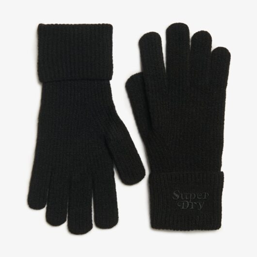 Superdry & Co Knitted Ribbed Gloves with Wool Black