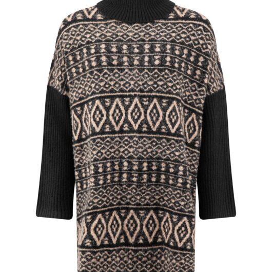 Weird Fish Fifi Knitted Roll Neck Tunic Jumper Black Size 10