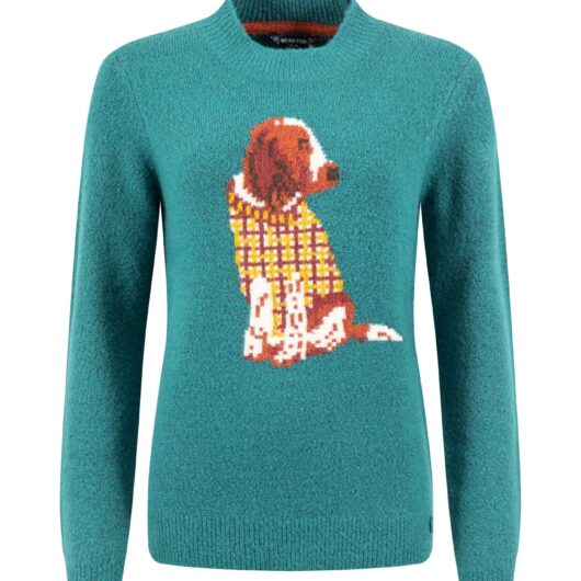 Weird Fish Lotipot Intarsia Knitted Jumper Deep Teal Size 10