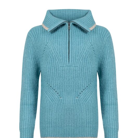 Weird Fish Reza 1/4 Zip Knitted Jumper Smoked Blue Size 10
