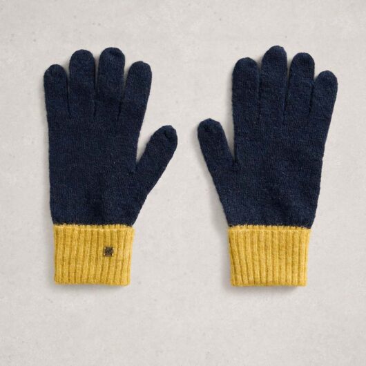 White Stuff Men's Wool Rich Knitted Gloves - Navy Mix, Navy Mix
