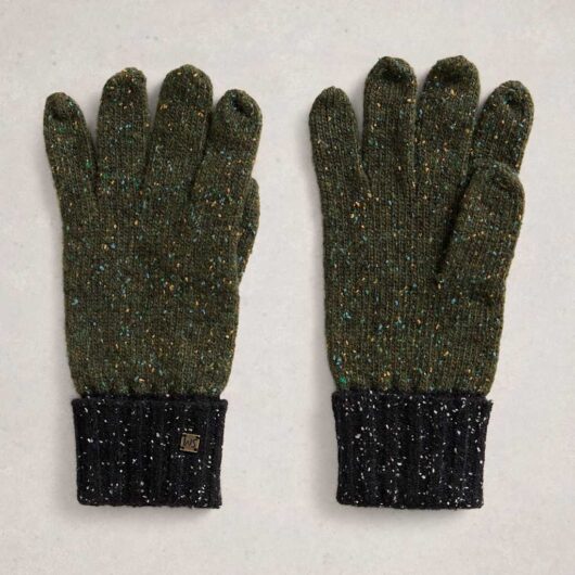 White Stuff Wool Rich Knitted Gloves Green Mix