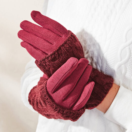 3-in-1 Burgundy Wrist Warmer Gloves