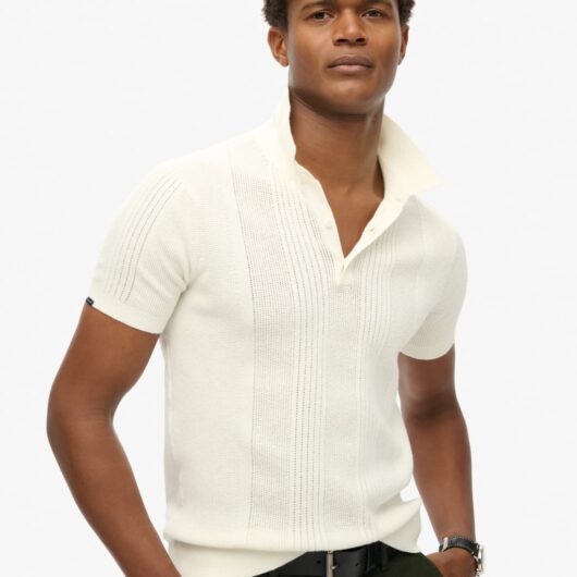 Superdry & Co Slim Fit Cotton Rich Knitted Polo Shirt White