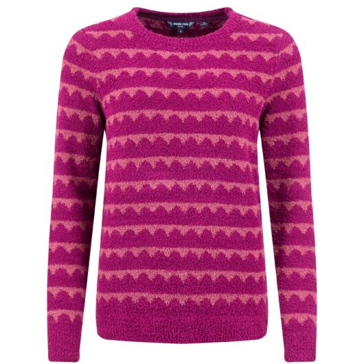 Weird Fish Tyla Cosy Knit Scalloped Jumper Purple Wine Size 10