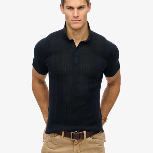 Superdry & Co Slim Fit Cotton Rich Knitted Polo Shirt Navy