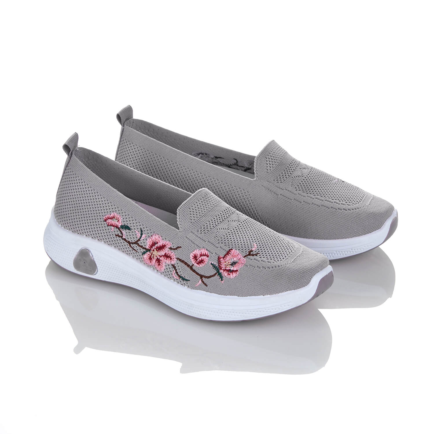 Grey 4 Embroided Fly Knit Shoes