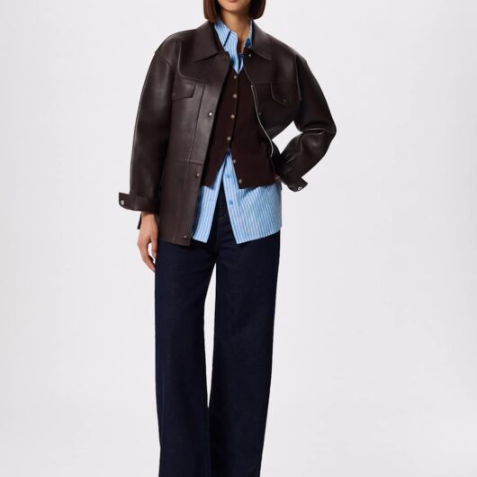 Whistles Cotton Rich V-Neck Knitted Vest Chocolate