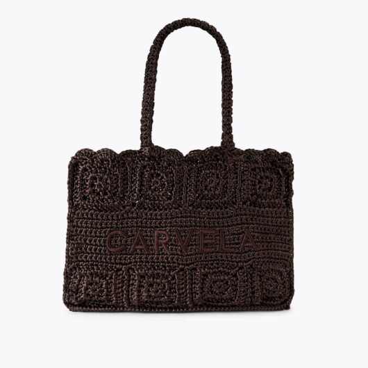 Carvela Pure Silk Knitted Tote Bag Tan
