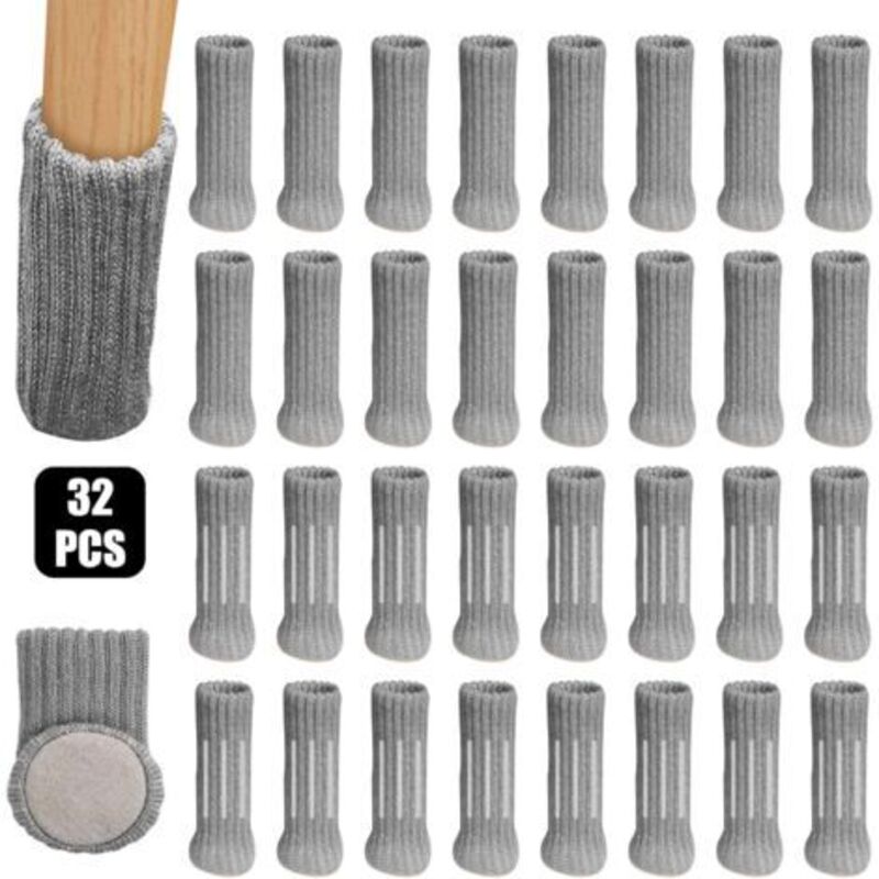 (Gray) 32 Pcs Chair Socks Furniture Felt Pads for Chair Legs, Table Furniture Pads Floor Protectors, Prevent Scratches and Noise