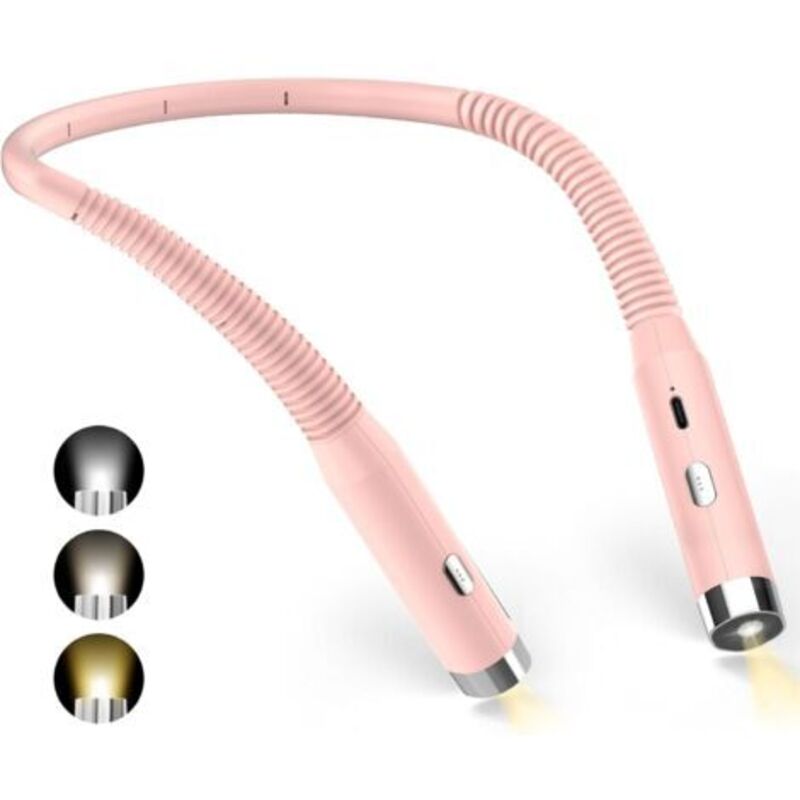 Neck Reading Light, Rechargeable Reading Light in Bed, 3 Colors and 3 Adjustable Brightness Levels, 360° Foldable, USB LED Reading Light for