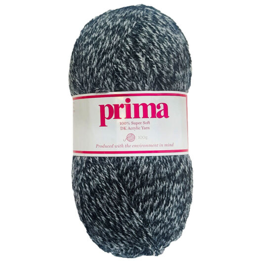 Prima DK Acrylic Wool: Black and Grey Twisted Yarn 100g