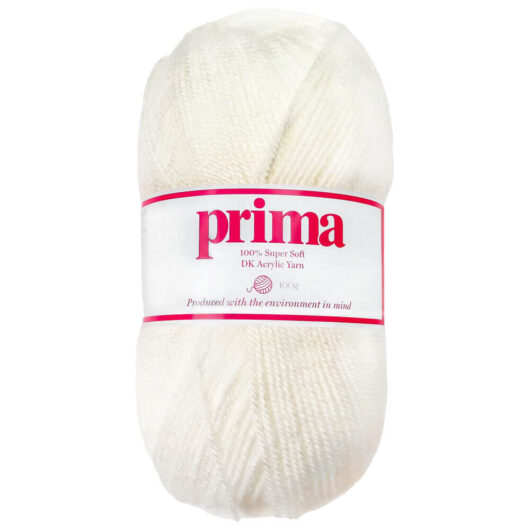 Prima DK Acrylic Wool: Pure White Yarn 100g