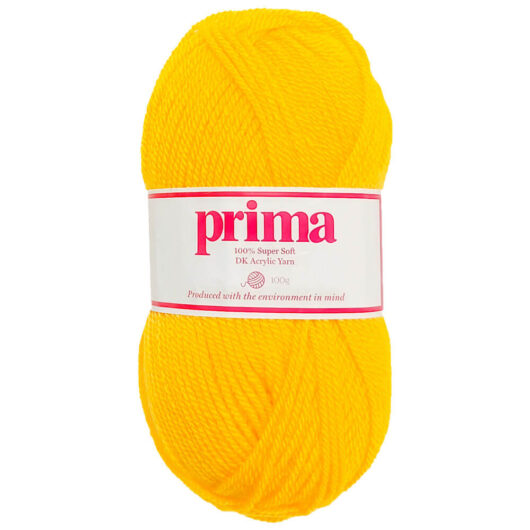 Prima DK Acrylic Wool: Sun Yellow Yarn 100g