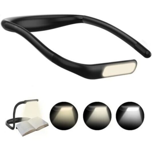 Rechargeable Neck Reading Light, 1800mAh Foldable LED Desk Lamp, Stepless Dimming & 3 Color Modes, 270° Rotation Adjustment, Ideal for Reading and