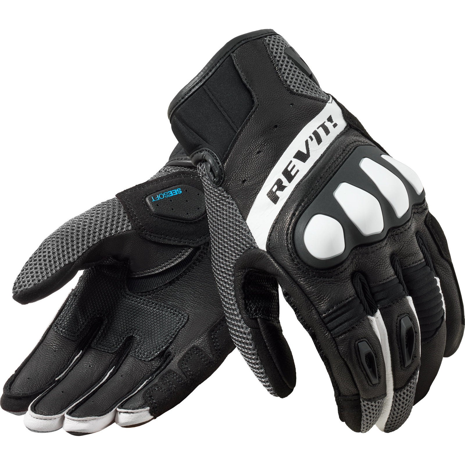 Rev It Ritmo Leather Motorcycle Gloves L Black Grey