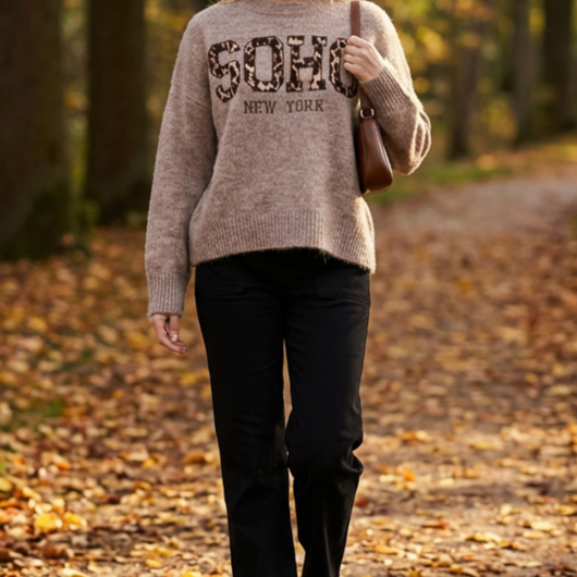 Soho New York Knitted Jumper - S/M / STONE MELANGE