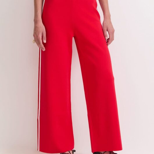 Sportscraft Knitted Side Stripe Joggers Red