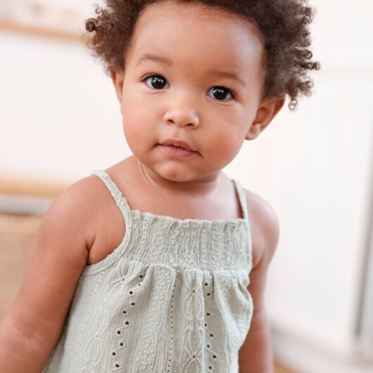 Strappy Fancy Knit Top for Babies sage green