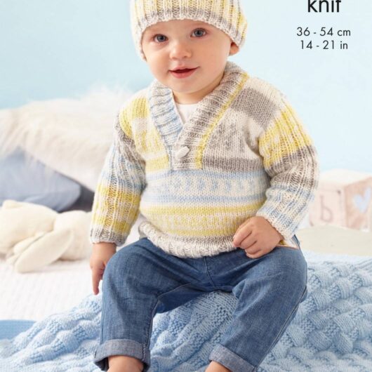 Sweater, Cardigan, Hat and Blanket knitted in King Cole Cherish DK and Cherished DK (5967)