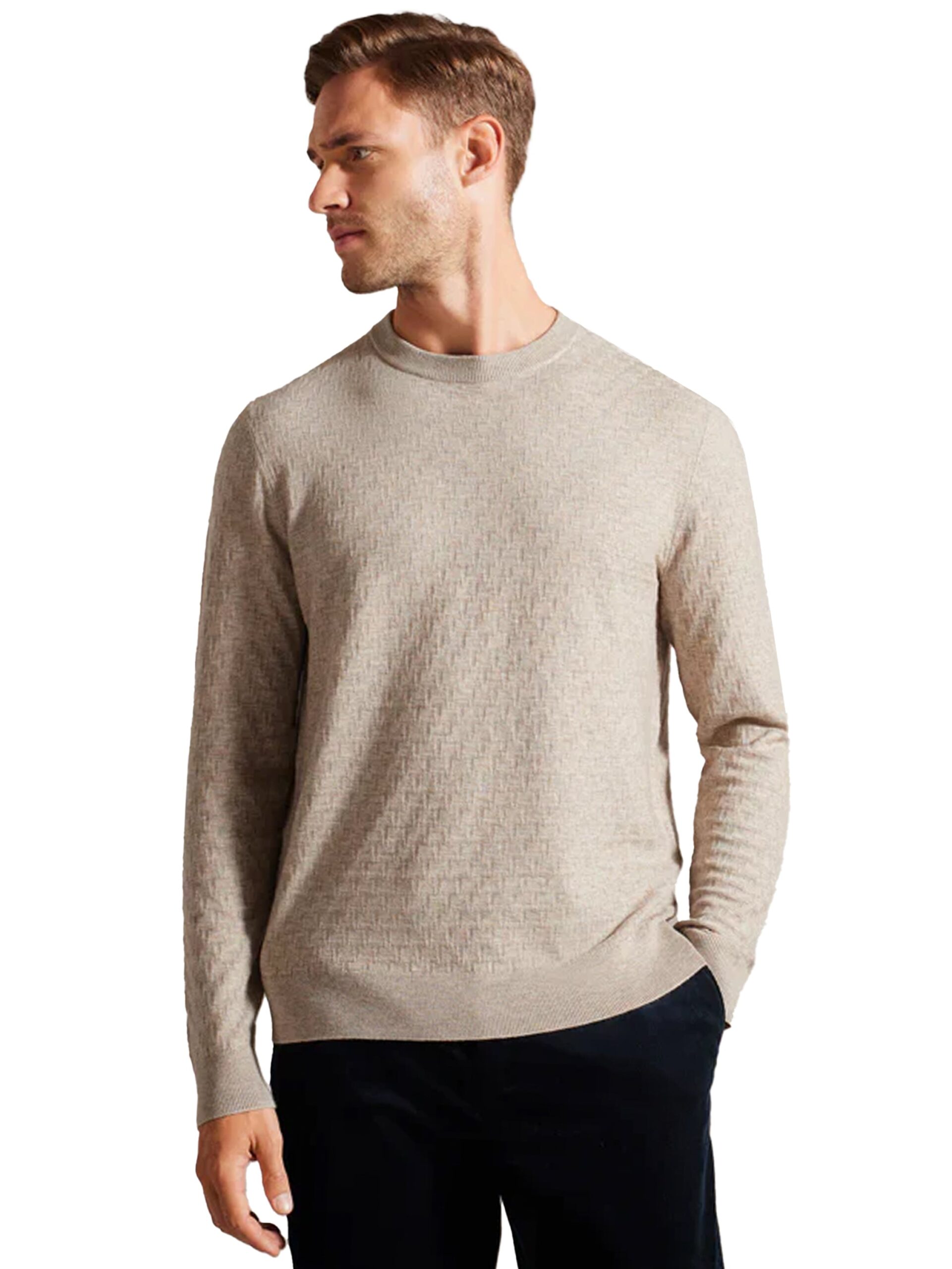 Ted Baker | Mens Crew Neck Knit Jumper - Loung - Beige / XS