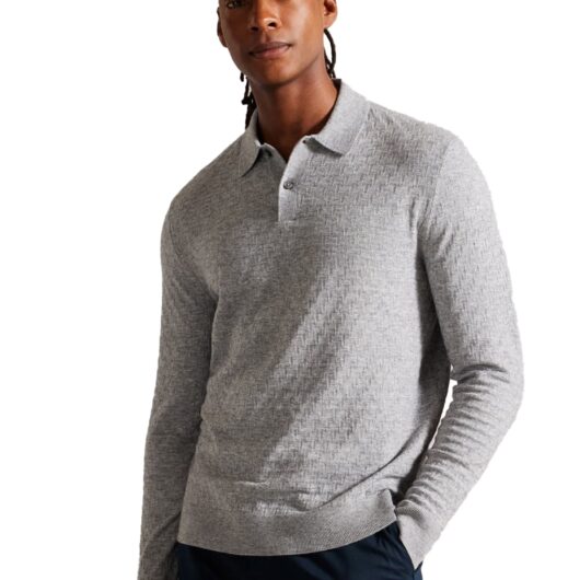 Ted Baker | Mens Knitted Polo Shirt - Morar - Grey / XS