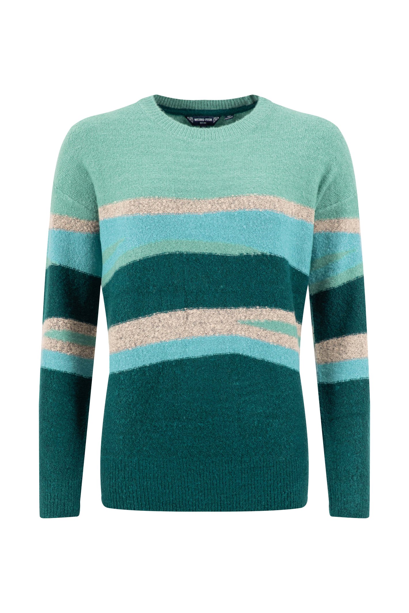 Weird Fish Chiltern Intarsia Knitted Jumper Deep Teal Size 18