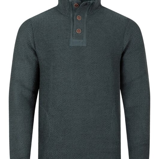 Weird Fish Sandon Button Neck Macaroni Sweatshirt Navy Size 2XL