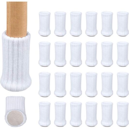 24 Pieces Non-Slip Knitted Chair Leg Socks, Prevent Scratches and Reduce Noise, Easy to Move, White
