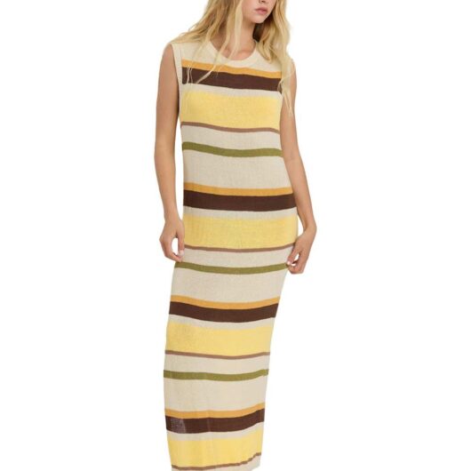 Billabong Those Days Striped Maxi Knitted Dress Beige
