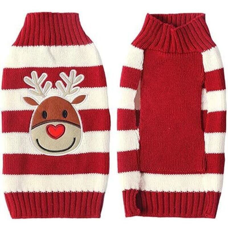 Dog Christmas sweater, dog turtleneck, Christmas pattern knitted warm pet sweater, dog winter coat, pet clothes sweater, dog puppy party puppy gift