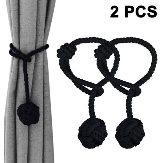 Knitted rope curtain tiebacks, decorative window fasteners, with a single ball