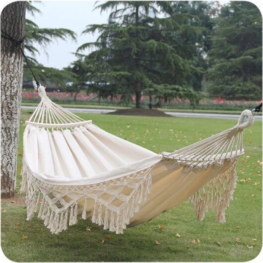 Never used] Garden Hammock, Bohemian Macrame Knitted Hammock for 2 People, Anti-Roll Portable Hammocks Suitable