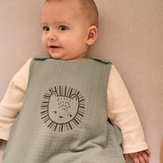 Sleeveless Summer Baby Sleeping Bag, Ethnic, Oeko-Tex® sage green
